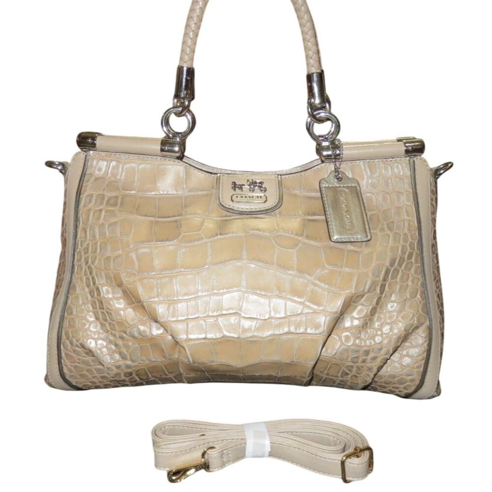 Coach Ashley Limited Edition Tan Croc Embossed Leather Satchel Crossbody